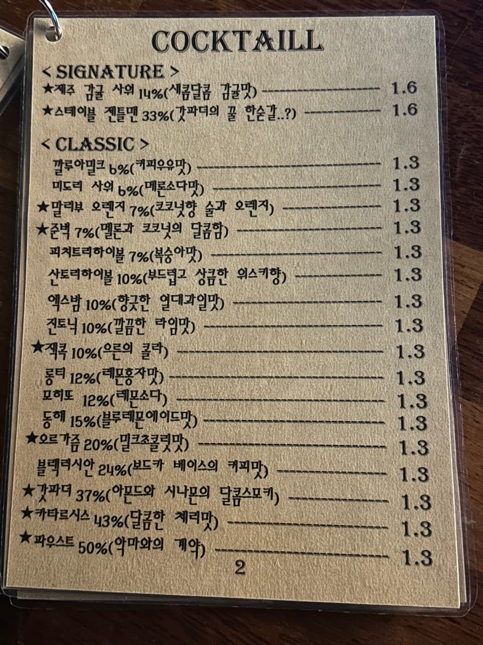 메뉴판 2